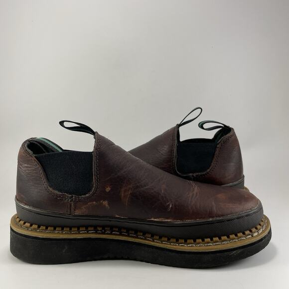 Georgia Boot Low Romeo Mens Size 7.5 Brown Leather Slip On Work Boots, Casual - Picture 10 of 12